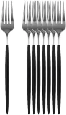 Produktbild von 8-teiliges Besteckset mit Menügabeln aus Edelstahl, Schwarz und Silber
