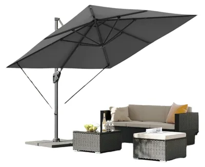 Obrázok produktu pre Slnečník - záhradný slnečník - terasový slnečník - slnečník - kruhový - 290 x 290 cm - otočný o 360° - dymovošedý