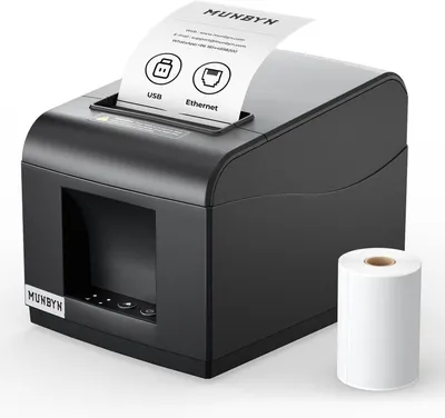 Immagine prodotto di ITPP072 Stampante termica Bondrukcer, 80 mm, stampante POS con connessione USB e LAN, stampante di ricevute, compatibile con Android, Windows, ChromeOS e Linux