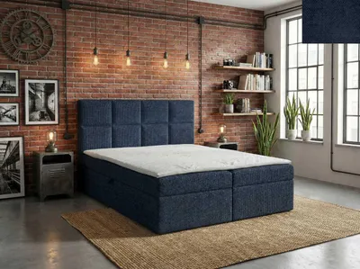Produktbild von Boxspringbett TIVOLI Nordelo Flow 22  Dunkelblau- 180x200 - modern, mit Topper und Bettkasten