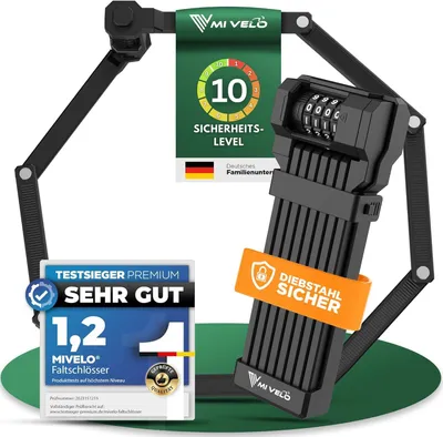 Obrázok produktu pre Skladací zámok na bicykel 120 cm, kódový zámok, čierna, pre e-bike