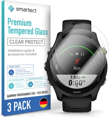 Produktbild von smartect Schutzglas Klar für Garmin Forerunner 255 / 255 Music, 3 Stück