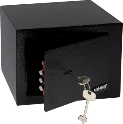 Produktbild von Tresor klein mit Schlüssel, Möbeltresor, Safe, HMF 49216, 23x17x17 cm, Schwarz
