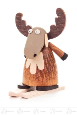 Obrázek produktu pro Miniatura losa na lyžích výška cca 7,5 cm NOVINKA