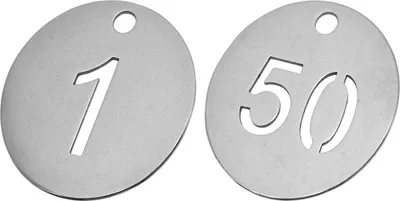 Image de Porte-clés numéroté 1 à 50 en acier inoxydable CombiCraft -30 mm rond