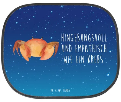 Produktbild von Mr. & Mrs. Panda Sonnenschutz Auto Sternzeichen Krebs - Sternenhimmel Blau - Geschenk, Sonnenblende, Meerestier, fenster, Krebse, Pkw, Meer, scheibenschutz, Krabbe