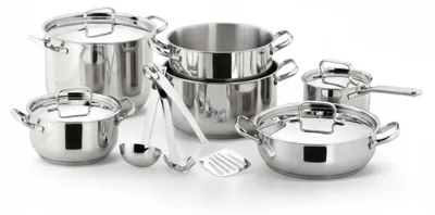 Sauspannen-Set 13-teilig, Edelstahl, mit Deckeln und Helfern