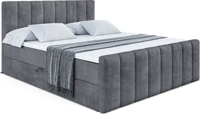 Produktbild von ALTDECOR Boxspringbett mit Fußteil, H3 Matratze und Topper - 180x200 cm - OTTA-Z - Dunkelgrau Samt - Polsterbett mit Bettkasten und Lattenrost, Bett mit Stauraum