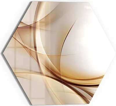 Produktbild von DEQORI Magnettafel Glas 40x35 cm 6-eckig 'Elegante Goldene Wellen' beschreibbar Whiteboard