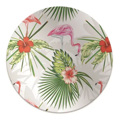 Produktbild von Rundmatte - Stuhlunterlage Bürostuhlunterlage - Rund Ø 100 cm - Bodenmatte - Fußmatte - Flamingos und Blumen