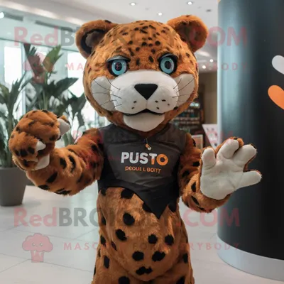 Immagine prodotto di Personaggio del costume della mascotte REDBROKOLY di Rust Leopard vestito con un gilet e orologi