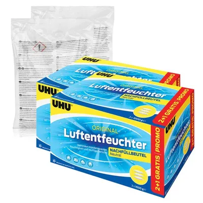 Produktbild von UHU original Luftentfeuchter Nachfüllbeutel 1000g - Duftneutral (8er Pack)