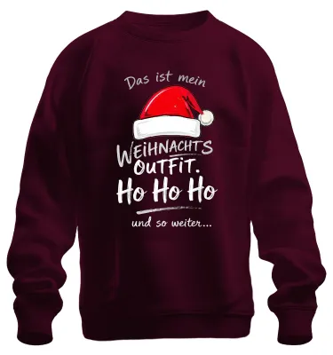 Obrázok produktu pre Toto je môj vianočný outfit Ho Ho Ho Vianočná čiapka Father Christmas Uni mikina, bordová, 3XL