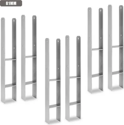 Produktbild von Clanmacy 6 Stück Pfostenanker 81MM H-Pfostenträger H-Anker 600 mm Länge Pfostenschuh für Carport Silber