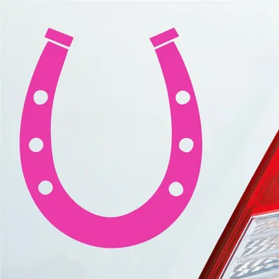 Produktbild von Auto Aufkleber Hufeisen Glück auf Pferd Pony Horse 12x10 cm Pink Sticker Heckscheibenaufkleber