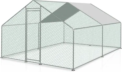 Immagine prodotto di Pollaio 3x3x2m Pollaio Voliera Pollaio Recinto galvanizzato per l'allevamento all'aperto Per pulcini