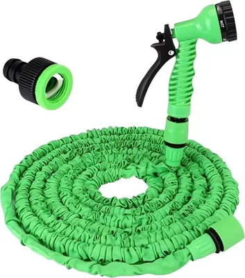 Zdjęcie produktu dla RealG RC-K-1438 Wąż ogrodowy z pistoletem, elastyczny, 2,5–7,5 m, zielony