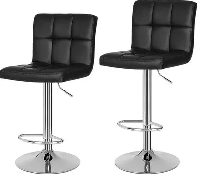 Image de 2 tabourets de bar réglables en hauteur avec coussin, en similicuirPolyuréthanenoir