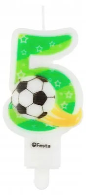 Produktbild von GoDan Geburtstagskerze Fußball Zahl 5 Tortendeko