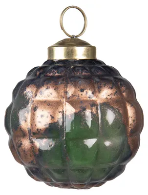Imagen del producto de Adorno navideño de vidrio, marca Clayre & Eef, forma de esfera, diámetro de 7 cm, color verde