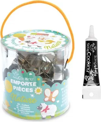 Produktbild von 16 Ausstechformen aus Weißblech + Icing schwarzen Stift