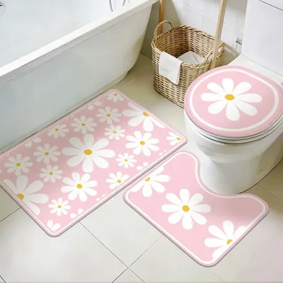 Immagine prodotto di Set di tre tappetini da bagno con fondo antiscivolo e lavabili