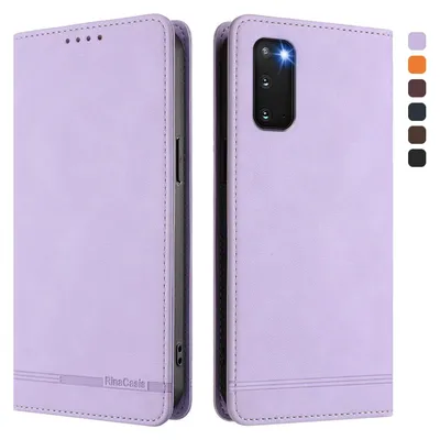 Obrázek produktu pro Pouzdro pro Samsung Galaxy S20 5G, retroPolyuretankožené flip pouzdro s stojánkem a přihrádkami na karty Fialový