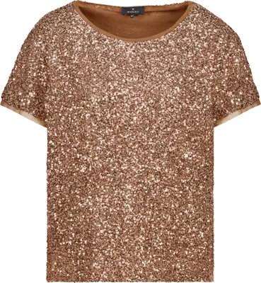 Produktbild von Monari T-Shirt mit funkelnden Pailletten, mocca, Größe 38