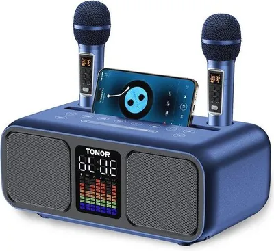 Zdjęcie produktu dla Przenośny zestaw karaoke dla dorosłych i dzieci | Przenośny głośnik z bezprzewodowym mikrofonem i podświetleniem LED | Obsługa wejścia Aux, USB, Type-C i kart TF | Idealny do domowego karaoke i aktywności na świeżym powietrzu