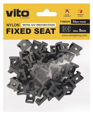Productafbeelding van VITO Montagevoet voor Kabelbinders 5mm - Zwart - Met UV-beschermfolie - Kunststof bevestigingsplaat - 50 stuks blisterverpakking