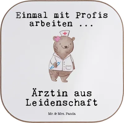 Produktbild von Mr. & Mrs. Panda Untersetzer für Gläser Ärztin Leidenschaft - Weiß - Geschenk, Glas, Arztpraxis, Holzuntersetzer, Doktortitel, Tischuntersetzer, gläseruntersetzer, Beruf