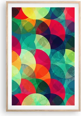 Produktbild von Gerahmtes Poster - Rahmen in heller Eiche - Farben Räder Abstraktion - 61x91,5 cm - Wand Bild - Wanddeko - Wandbilder - Kunstposter - Wandposter - Bilderrahmen - Bilder - Kunstdruck - P2NPA61x91-4701