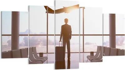 Produktbild von Bild auf Leinwand - Leinwandbild - Flughafen Halle Architektur Glas - 160x85cm - Wand Bild - Wanddeko - Leinwanddruck - Bilder - Kunstdruck - Leinwand bilder - Wandkunst - EA160x85-2507