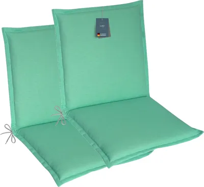 Produktbild von LILENO HOME Gartenstuhl Auflagen als [2er Set - Niedriglehner] in Türkis - bequeme Liegen als Sitzauflagen für Gartenmöbel - Stuhlkissen für Gartenstühle und Klappstühle MALT