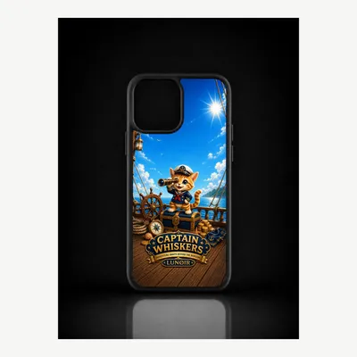 Obrázok produktu pre Puzdro na iPhone 12 Pro Max, ochranné puzdro s motívom mačky a kapitána – značka LUNØIR ©