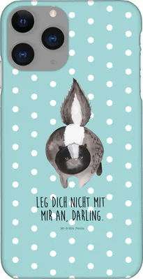 Produktbild von Mr. & Mrs. Panda Iphone 11 Pro Handyhülle Stinktier Angriff - Türkis Pastell - Geschenk, Handy Case, Wildtier, Skunk, Raubtier, wütend, Premium Kunststoff, Drohung