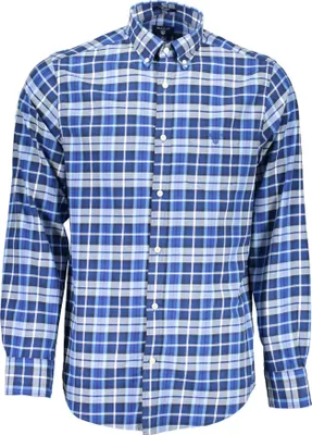 Produktbild von Herren Blaues Langarmhemd mit Button-Down-Kragen und Brusttasche