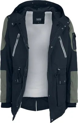 Produktbild von Black Premium by EMP Herren schwarz-güne Winterjacke mit Kunstfellkragen S