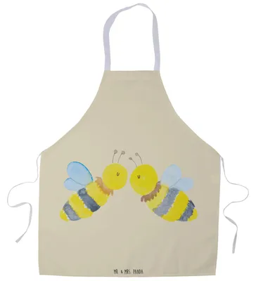 Produktbild von Mr. & Mrs. Panda Kochschürze Biene Liebe - Gelb Pastell - Geschenk, Küchenschürze, Grillschürze, Grill Schürze, Küchenzubehör