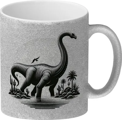 Produktbild von Brachiosaurus Glitzer-Kaffeebecher