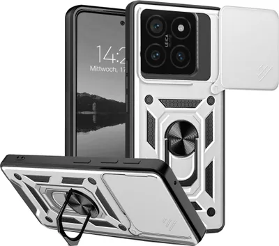 Produktbild von Armor Handyhülle für Xiaomi 14T Pro Kameraschutz Handy Panzer Case Cover Schutzhülle Outdoor Farbe: Silber