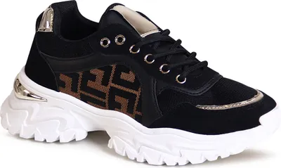 Produktbild von topschuhe24 2679 Damen Plateau Sneaker Print Turnschuhe , Farbe:Schwarz, Größe:38 EU
