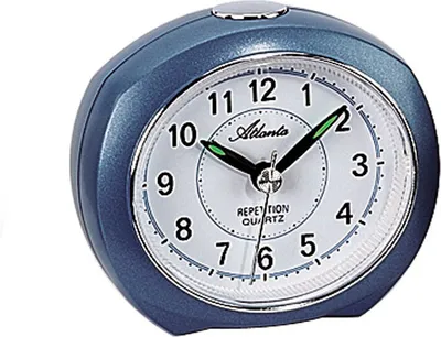 Produktbild von Atlanta 1593/5 Wecker Quarz analog blau leise ohne Ticken mit Licht Snooze