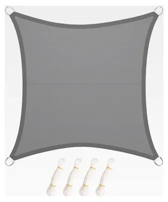 Produktbild von Wasserdichtes Sonnensegel, 3 x 3 m, quadratisch, inkl. Befestigungsseilen, PES, für Garten und Balkon, UV-Schutz, reißfest, für den Außenbereich, hellgrau