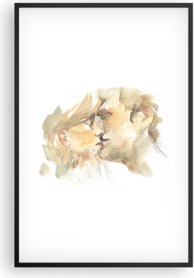 Produktbild von Gerahmtes Poster - Schwarzer Rahmen - Kuss Paar Liebe - 61x91,5 cm - Wand Bild - Wanddeko - Wandbilder - Kunstposter - Wandposter - Bilderrahmen - Bilder - Kunstdruck Wanddekoration - P2BPA61x91-5005