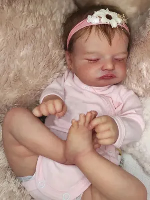 Produktbild von 45 cm großes Neugeborenen-Baby Rosalie aus Vinyl, lebensechtes Baby, mehrschichtig bemalte 3D-Haut mit sichtbaren Adern, Kunstpuppen zum Sammeln