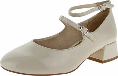 Produktbild von Tamaris Damen Pumps aus Kunstleder Lack beige Größe 42 mit 3,5 cm Absatz und Schnalle