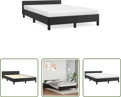 Produktbild von The Living Store Bettgestell mit Kopfteil Schwarz 120x190 cm Kunstleder