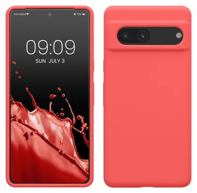 Produktbild von kwmobile Handyhülle für Google Pixel 7 Hülle, für Pixel 7 Case - Hülle Silikon - kabelloses Laden - Neon Koralle