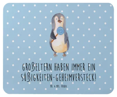 Produktbild von Mr. & Mrs. Panda Mouse Pad Großeltern Süßigkeiten - Blau Pastell - Geschenk, Mousepad, Enkelkinder, pc mausunterlage, Freude, Mauspad, Weisheit, Weihnachten, laptop